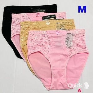 M - NWT 4 pieces Microfiber Briefs With Floral Lace Detail